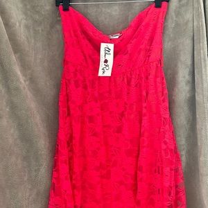 Hot Coral Pink strapless dress NWT